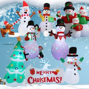 Người Tuyết Bơm Hơi Giáng Sinh Có Đèn LED Tích Hợp Trang Trí Sân Vườn Trong Nhà Ngoài Trời Chất Liệu Vải Đồ Trang Trí Cho Tiệc Mừng Năm Mới