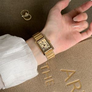 Naidu New Sunflower High-End Design INS Style Womens Retro Elegant Quartz Watch Student Exam Metal Band Square Shape Domestic