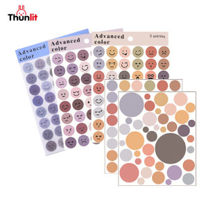 สติกเกอร์ยิ้ม Thunlit ชุด3ชิ้น รูปแบบ Morandi สติกเกอร์สีไดอารี่ สมุดภาพตกแต่งเครื่องเขียนในโรงเรียน สีไดอารี่ 3 ชิ้น น่ารัก