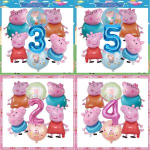 Hasbro | 7Pcs Peppa Pig Birthday Balloon Set 1-9 Number Balloons Birthday Party Decorations Foil Balloon Boys Girls Birthday Party Decor