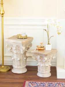 Harvest Cottage Scandinavian Garden Ancient Roman Column Floor Ornaments Living Room Corner Table Retro Courtyard Balcony Decoration Side Table