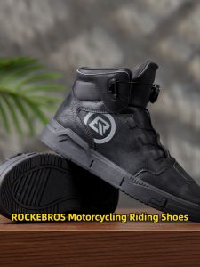 【Local Delivery】ROCKBROS Motorcycle Shoes Anti-Slip Comfortable Cycling Shoes Fashionable Shockproof Rubber Outsole Sports Shoes With Rotary Buckle