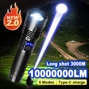 1000000LM Ultra Powerful Handheld Flashlight High Power Rechargeable Torch Long range 3000M Flash Lights Outdoor Camping Lantern