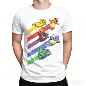 Bandai | Pokemon T-shirt Mens Kids Cotton Casual T-shirt Round Neck T-shirt Short Sleeve Clothing Summer Sports Casual Short Sleeve Top