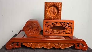 Combo khay trà lan đũa hộp giấy hộp chè gạt tàn trang trí nhà cửa gỗ hương