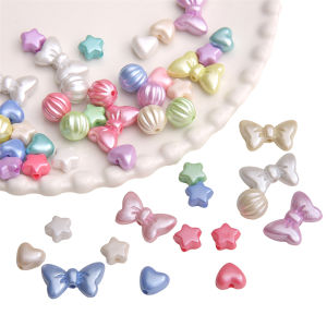 20-50Pcs ABS Imitation Pearls Beads Mixed Colorful Bow Star Heart Pumpkin Beads for Jewelry Making DIY Bracelet Necklace Earrings