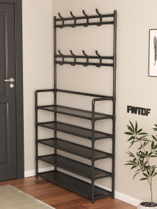 FWTDF | Multi-layer Iron Shoe Rack With Coat Hanger For Rentals
