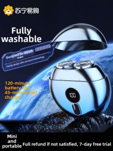 Portable Mini Electric Shaver for Men USB Rechargeable Convenient Magnetic Head Blade Titanium Alloy Double Blade Shaving Razor