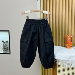กางเกงทรงคาร์โก้เด็กหญิงกางเกงลำลองใส่ด้านนอกทรงหลวมสำหรับเด็กหญิงกางเกงจั๊มข้อเท้าสำหรับเด็กกางเกงขายาวสำหรับเด็กชายกางเกงขากว้างสไตล์ตะวันตก