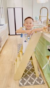 Thinking Toys GROW-WITH-U Foldable Learning Tower Kitchen Helper for Toddler and Kids Adjustable Height