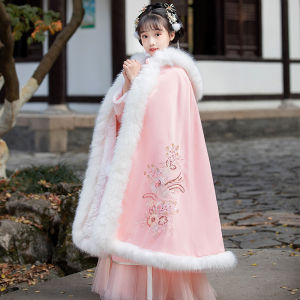 Thickened Winter Hanfu Childrens Traditional Costume Girls New Year Visit Clothes Tang Suit New 2025 Style Childrens Clothing