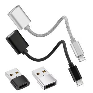 Set of 2 USB to USB Adapters Featuring a One-Way C Male to USB Female 2.0 OTG Portable Cable Converter Designed with a Nylon B