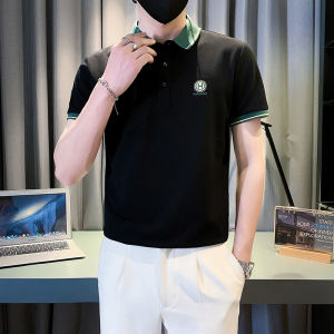 Korean Style Contrast Color Polo Shirt Mens Summer Trendy Brand Handsome Short Sleeve 2025 New Casual Thin Cotton T-shirt