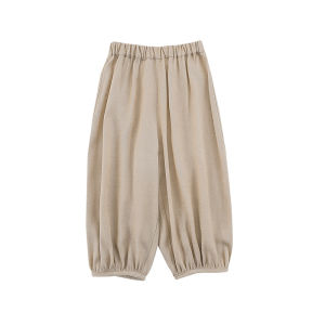 Breathable Skin-Friendly Pure Color Casual Pants for Girls Summer Childrens Cute Loose Fit Versatile Comfortable Cotton Blend Trousers