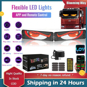2PCS Car LED Eyes Dynamic Color Changing Devil Lights | DIY Window Decoration With Remote | Halloween Christmas Car Display | Flexible Screen Easy Install