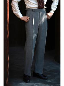 Ugentle Mens Full Wool Trousers Italian Style High Waist Paris Buckle Business Gentleman Straight Leg Pants for Commuting