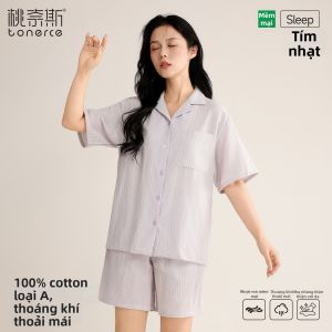 TONERCE | Bộ Đồ Ngủ Mỏng Thoáng Mát Màu Đơn Cotton Mùa Hè