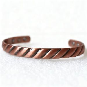 Twist Open Cuff Bangle for Men Women Solid Pure Copper Wellness Energy Bracelet Hypoallergenic Adjustable Jewelry Accessories Gift