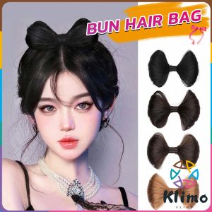 KLIMO Bow knot Style Hair Accessories Hairpin Bun Wig synthetic fiber Hair Extensions