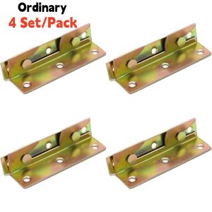 4 Sets Non-Mortise Heavy Duty Bed Rail Brackets Bed Frame Fasteners Hardware Fittings Wooden Furniture Hinges Fixing Connectors