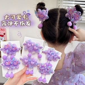 Băng Đô Hoa Màu Tím Cho Trẻ Em Băng Đô Đàn Hồi Cao Không Gây Hại Cho Tóc Cho Bé Gái Phụ Kiện Tóc Thời Trang Cho Bé Gái