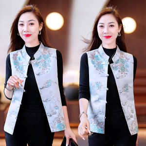 New Chinese Style Ladies Vest Short Sleeveless Jacket Outerwear Spring Autumn New Arrival Polyester Fiber Commute Style Pure Color