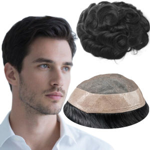 Hệ Thống Thay Thế Tóc Giả Bằng Tóc Người Fine Mono Wavy Dành Cho Nam Giới Màu Đen Tự Nhiên # Tóc Giả Tóc Người Nguyên Chất 1B Dành Cho Chứng Rụng Tóc