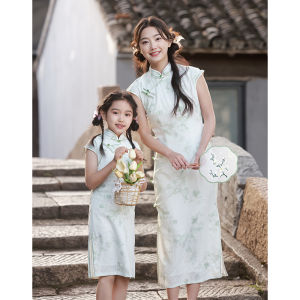 Mother Daughter Cheongsam Hanfu Dress Childrens New Chinese Style Girls Clothing Improved Republic of China Style Qipao Dress
