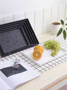 จานวางของแบบเรียบง่ายสีดำสไตล์นอร์ดิกสำหรับใช้ในบ้าน จานวางเครื่องดื่ม จานวางชา จานวางอาหาร โรงแรมระดับไฮเอนด์ จานขนม