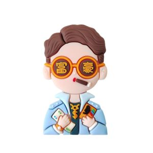 Soft Rubber Wealthy Man Figurine Good Luck Money Success Adult Male Cake Decoration Dessert Costume Festival Supplies Gifts