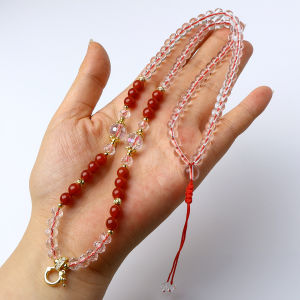 สร้อยคอจี้คริสตัลอาเกตสีแดงแบบปรับได้ 60ซม สร้อยคอเครื่องรางพุทธศาสนา ทังกา ดีไซน์ เครื่องประดับแฟชั่น