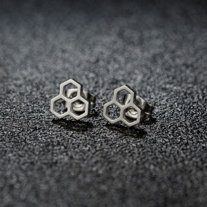 1 Pair Tiny Stainless Steel Honeycomb Earrings For Women Girl Hexagon Ear Stud Geometry Chemistry Molecular Stud Earring