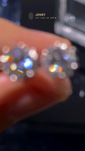 Bông Tai Bạc Gắn Kim Cương Moissanite Xi Bạch Kim Kiểm Định GRA "Frostflake"  BTJ3. Khuyên Tai Bạc