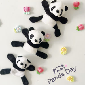 1/3pcs Plush Panda Refrigerator Stickers - Cute Creative Convenient Souvenir Panda Day Gifts Fabric Material for Kitchen Decor