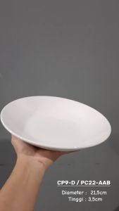 Piring Makan keramik 21.5cm (1PCS) Putih Polos By Indo Keramik / Piring Cekung Keramik / Piring Keramik / PC22-AAB