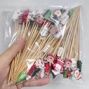 ไม้เสียบผลไม้/ค็อกเทล/คัพเค้ก สำหรับคริสต์มาส ขนาด 12 ซม. จำนวน 50-200 ชิ้น ใช้แล้วทิ้ง อุปกรณ์สำหรับงานปาร์ตี้