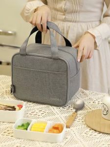 Thickened Portable Lunch Bag Work Carrying Food Bag Outdoor Picnic Bag Oil Resistant Insulated Bento Box Bag Japanese Style