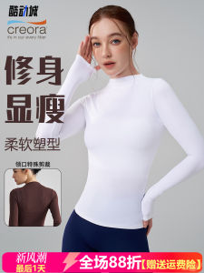 Slim Fit Long Sleeve Yoga Top Womens Fitness Cycling Sportswear Stand Collar Base Layer Inner Wear Autumn Season Nylon Fabric