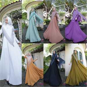100% REALPIC Gamis Set Maura Syari by Gallery Syarifah - REALPIC HITAM PUTIH UMROH