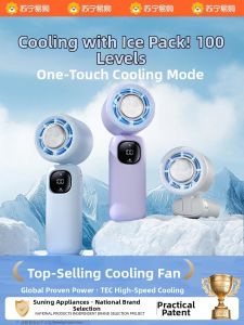 Portable Handheld Cooling Fan Ultra Long Battery Life Mini Foldable Neck Hanging Outdoor Temperature Regulation USB Rechargeable T2906