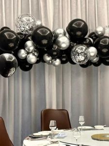 Birthday Decorative Balloon Chain Black Silver Adult Party Mens High-End Feeling Scene Arrangement Festival Celebration Supplies