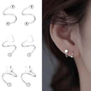 【PrettySet】Silver Bông Tai Mùa Xuân Bất Đối Xứng Màu Sắc Cho Nữ Khuyên Tai Xoay Cho Bạn Gái Quà Tặng Trang Sức Tai Đơn Giản Retro