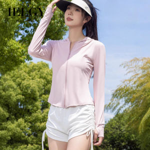 IELGY เข้ารูปพอดีไหมน้ำแข็งน้ำหนักเบาระบายอากาศเสื้อแจ็คเก็ตกันแดดสำหรับผู้หญิง