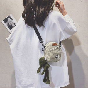 New 2025 Womens Canvas Bag Mini Crossbody Shoulder Bag Korean Style Ins Japanese Style Student Bag Versatile Durable Pure Color