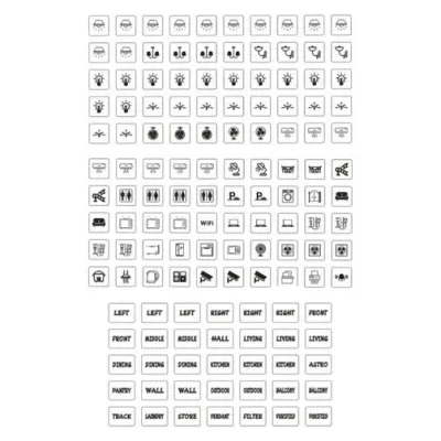 Minimalist Waterproof Transparent Switch Sticker / Electric Electrical Label / Suis Label Icon Elektrik ~ Sticker Lampu Kipas Dapur