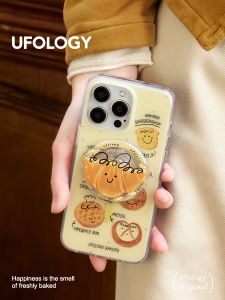 Ufology Original Magnetic Full Cover Drawing Style iPhone15Promax Case Bread Full Cover New Model Double Layer IMd Stand Cute Design