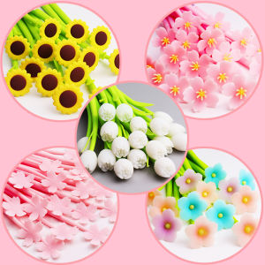 Creative Silicone Neutral Pen Plant Flower Design Cute Signature Pen Teachers Day Gift Office Supplies Water-Based Ink Pen