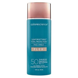 Colorescience Face Shield Flex SPF 50 (55ml) - lightweight mineral SPF with tone-adapting coverage and demi-matte finish