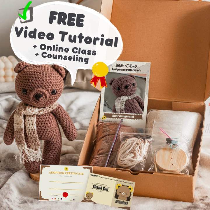 DIY Crochet Bear Amigurumi Kit / Do It Yourself Beruang Rajut Set ...