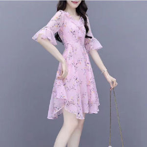 Summer Womens High Waist Floral Print Long Dress Korean Style A-Line Skirt Black Tea Break Fairy Tale Dress Elegant Sensation